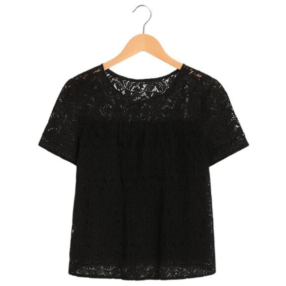 Adrianna Papell Lace Overlay Blouse in Black – NWT Size Small - Picture 2 of 5